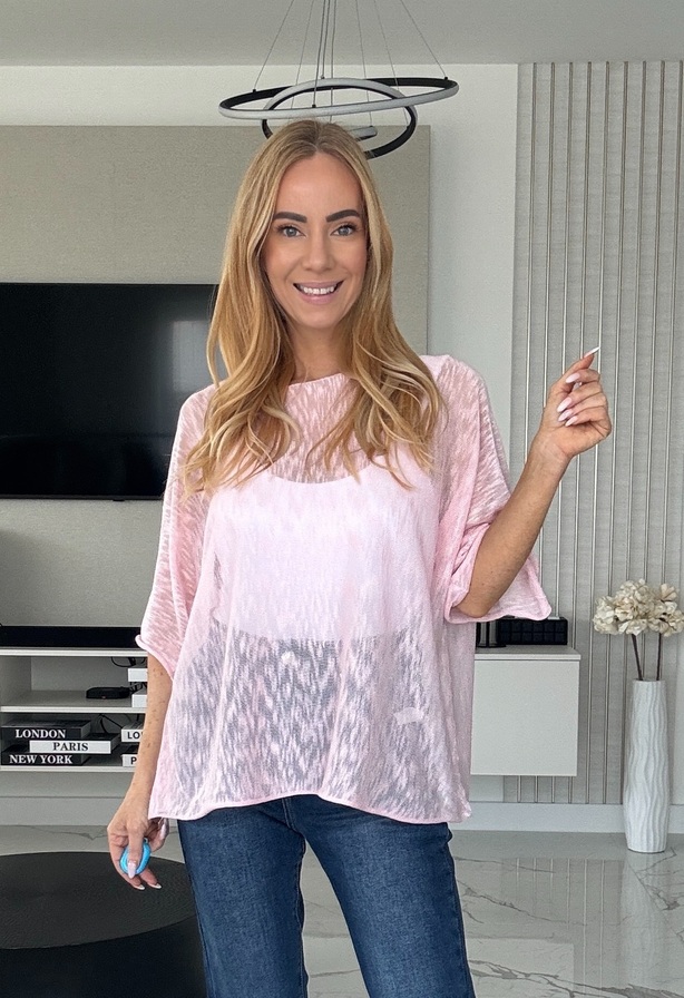 Gami pulóver babarózsaszín – Női kötött pulóver – Innova Fashion